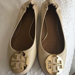 Tory Burch Minnie Travel Ballet Flats - cream